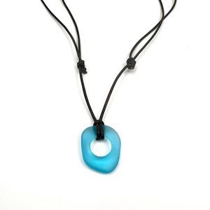 Womens Jackie Gallagher Necklace adjustable leather. -  Cultured Glass Circle